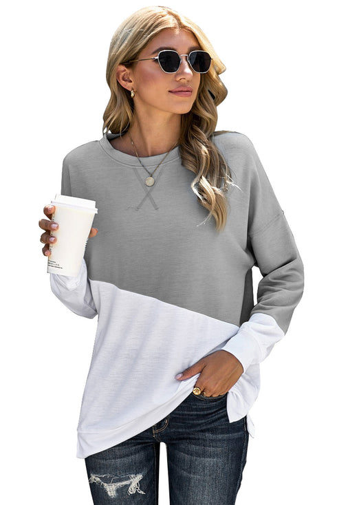 Relaxed Fit Patchwork Detail Pullover Sweatshirt