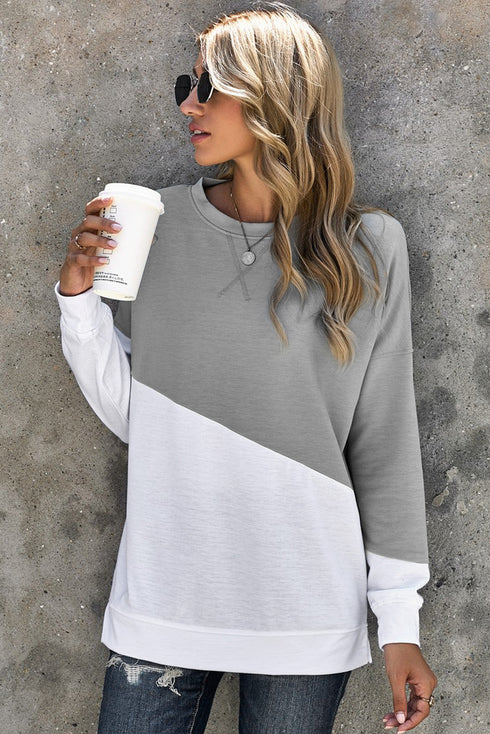 Relaxed Fit Patchwork Detail Pullover Sweatshirt