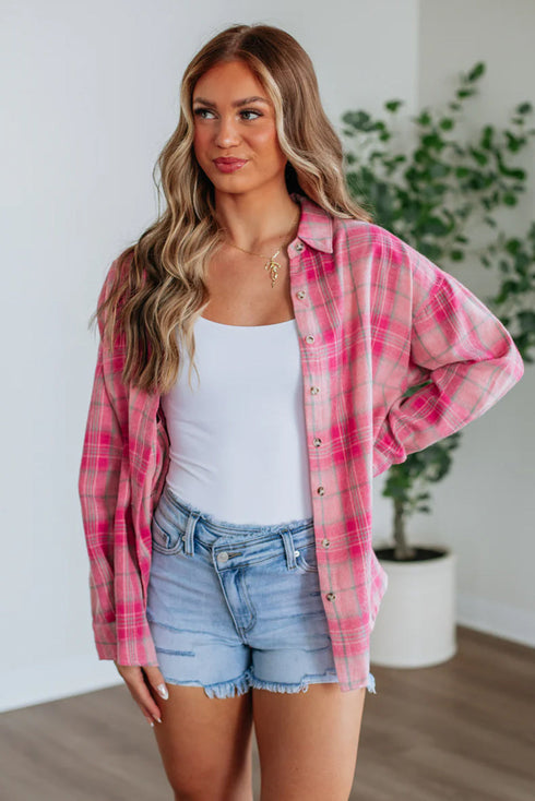 Relaxed Fit Plaid Button Down Flannel Shirt