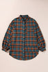 Relaxed Fit Plaid Button Front Boyfriend Shirt