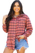 Relaxed Fit Plaid Button Front Boyfriend Shirt