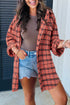 Relaxed Fit Plaid Button Front Boyfriend Shirt