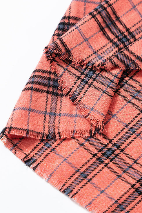 Relaxed Fit Plaid Button Front Boyfriend Shirt