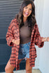 Relaxed Fit Plaid Button Front Boyfriend Shirt
