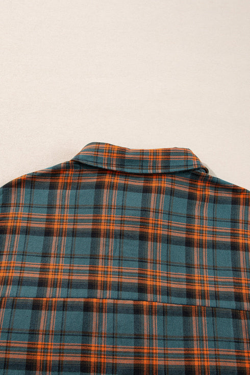 Relaxed Fit Plaid Button Front Boyfriend Shirt