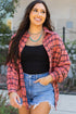 Relaxed Fit Plaid Button Front Boyfriend Shirt
