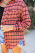 Relaxed Fit Plaid Button Front Boyfriend Shirt