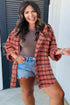 Relaxed Fit Plaid Button Front Boyfriend Shirt