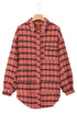 Relaxed Fit Plaid Button Front Boyfriend Shirt