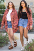 Relaxed Fit Plaid Button Front Boyfriend Shirt