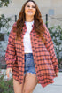 Relaxed Fit Plaid Button Front Boyfriend Shirt