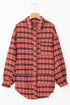 Relaxed Fit Plaid Button Front Boyfriend Shirt