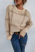 Relaxed Fit Plaid Pattern Crew Neck Pullover Sweater