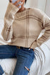 Relaxed Fit Plaid Pattern Crew Neck Pullover Sweater