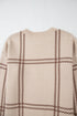 Relaxed Fit Plaid Pattern Crew Neck Pullover Sweater