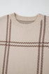 Relaxed Fit Plaid Pattern Crew Neck Pullover Sweater