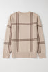 Relaxed Fit Plaid Pattern Crew Neck Pullover Sweater