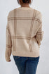 Relaxed Fit Plaid Pattern Crew Neck Pullover Sweater
