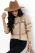 Relaxed Fit Plaid Pattern Crew Neck Pullover Sweater