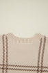 Relaxed Fit Plaid Pattern Crew Neck Pullover Sweater