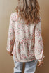 Relaxed Fit Pleated Texture Floral Print Blouse