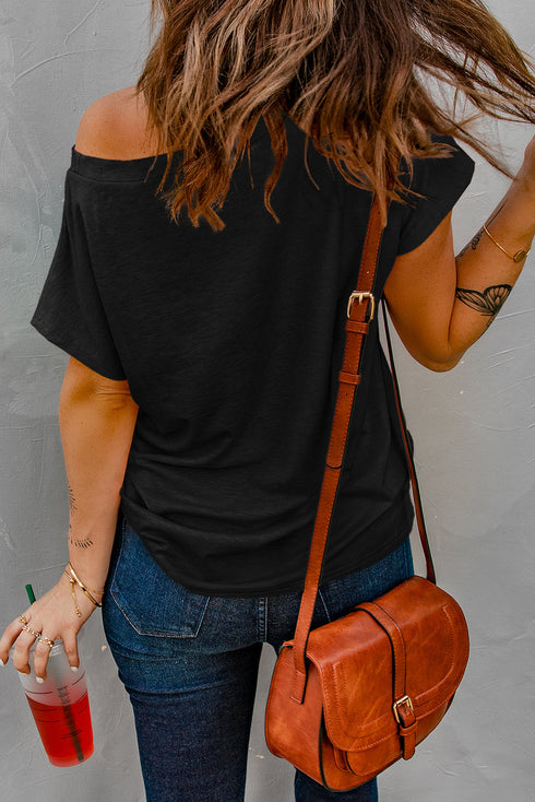 Relaxed Fit Pocketed Short Sleeve Side Slit Tee
