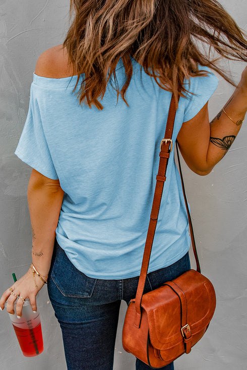 Relaxed Fit Pocketed Short Sleeve Side Slit Tee