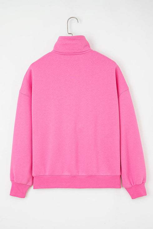Relaxed Fit Quarter Snap Fleece Pullover Sweatshirt