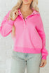 Relaxed Fit Quarter Snap Fleece Pullover Sweatshirt