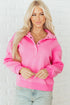 Relaxed Fit Quarter Snap Fleece Pullover Sweatshirt