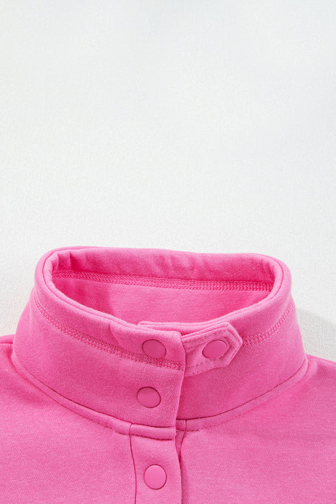 Relaxed Fit Quarter Snap Fleece Pullover Sweatshirt