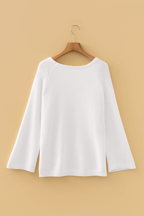 Relaxed Fit Raglan Sleeve Crew Neck Pullover Sweater
