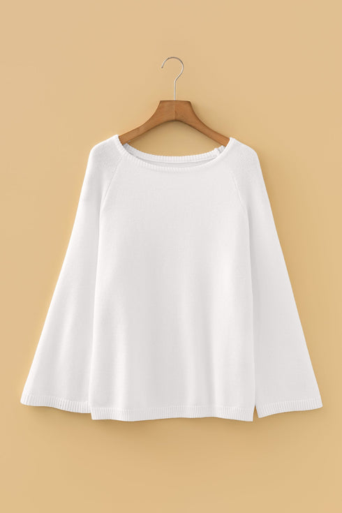 Relaxed Fit Raglan Sleeve Crew Neck Pullover Sweater