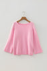 Relaxed Fit Raglan Sleeve Crew Neck Pullover Sweater