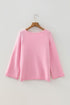 Relaxed Fit Raglan Sleeve Crew Neck Pullover Sweater