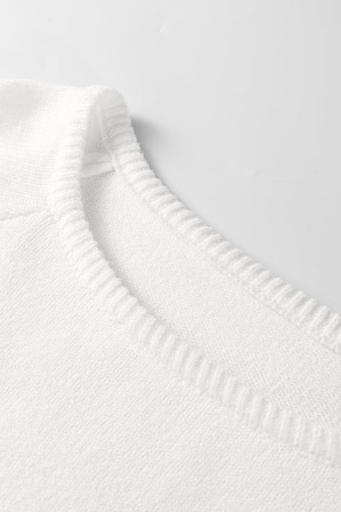 Relaxed Fit Raglan Sleeve Crew Neck Pullover Sweater