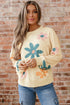 Relaxed Fit Retro Floral Print Pullover Sweatshirt