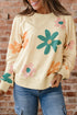 Relaxed Fit Retro Floral Print Pullover Sweatshirt