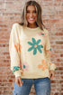 Relaxed Fit Retro Floral Print Pullover Sweatshirt