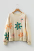 Relaxed Fit Retro Floral Print Pullover Sweatshirt