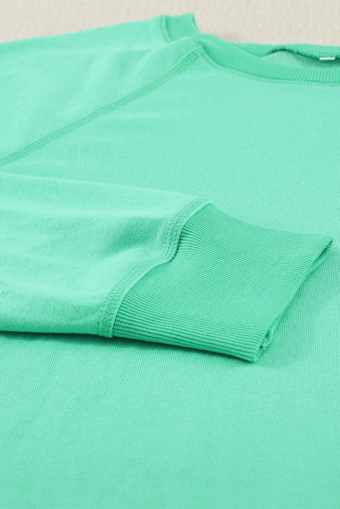 Relaxed Fit Ribbed Trim Crew Neck Sweatshirt