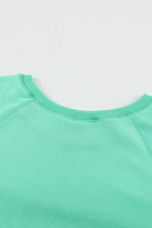 Relaxed Fit Ribbed Trim Crew Neck Sweatshirt