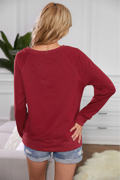 Relaxed Fit Ribbed Trim Crew Neck Sweatshirt