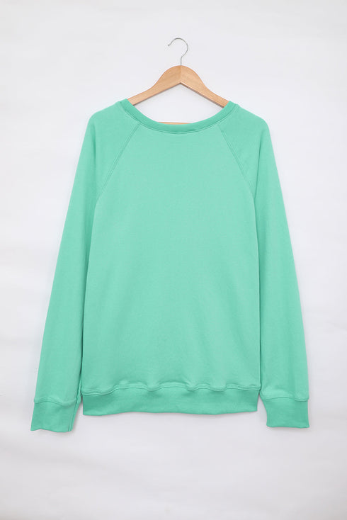 Relaxed Fit Ribbed Trim Crew Neck Sweatshirt