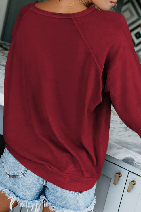 Relaxed Fit Ribbed Trim Crew Neck Sweatshirt