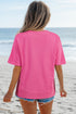 Relaxed Fit Ribbon Bow Patch Detail Split Hem Tee