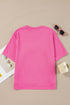 Relaxed Fit Ribbon Bow Patch Detail Split Hem Tee