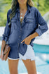 Relaxed Fit Roll Tab Sleeve Button Down Denim Shirt