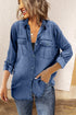 Relaxed Fit Roll Tab Sleeve Button Down Denim Shirt
