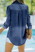 Relaxed Fit Roll Tab Sleeve Button Down Denim Shirt